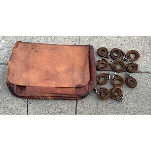 Vintage‎ USPS 1962 U.S. Mail Postal Carrier Leather Messenger Bag + 11 Straps